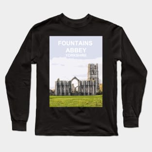 Fountains Abbey, North Yorkshire UK. Travel poster Long Sleeve T-Shirt